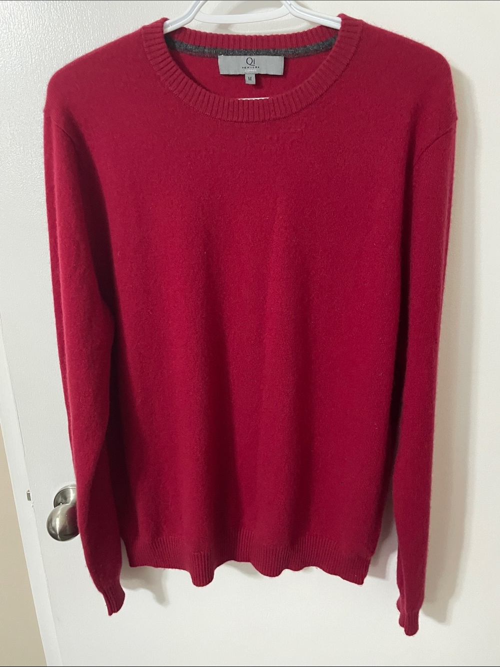 Qi New York Cashmere Crewneck Red Sweater Size Medium